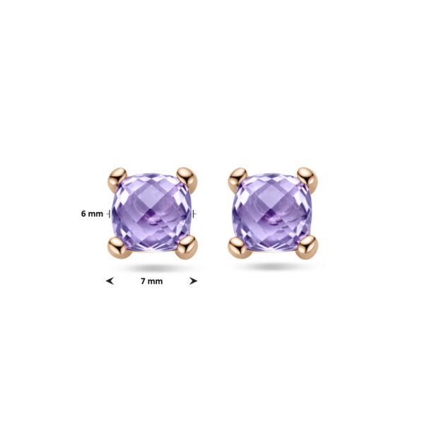 oorknoppen amethist 14K roségoud - Afbeelding 4