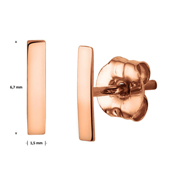 oorknoppen balkje 14K roségoud - Afbeelding 2