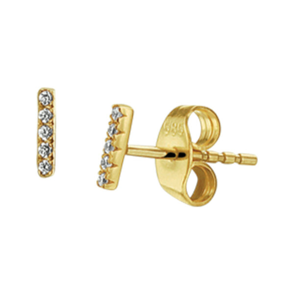 oorknoppen balkje diamant 0.04ct (2x0.02ct) h p1 14K geelgoud