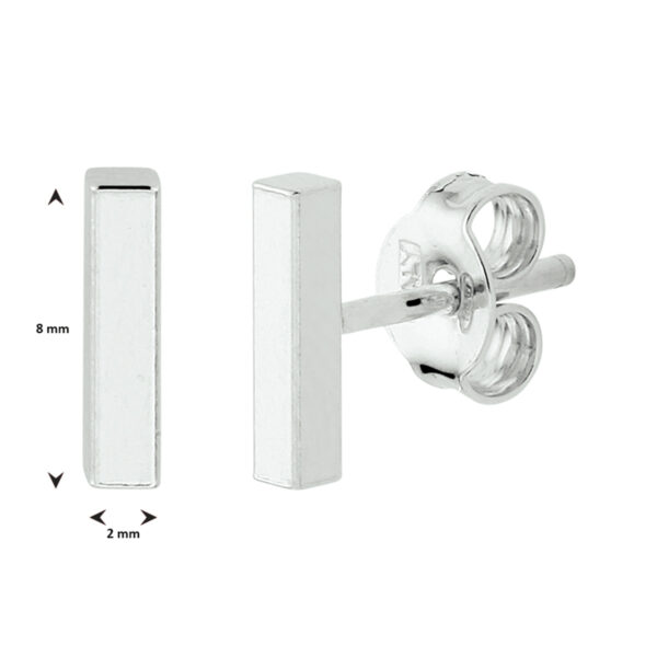 oorknoppen balkje zilver wit - Afbeelding 2