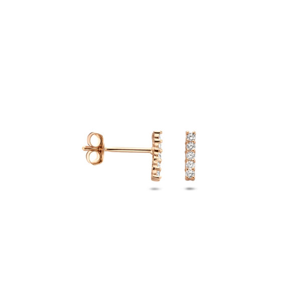 oorknoppen balkje zirkonia 7 mm 14K roségoud - Afbeelding 3