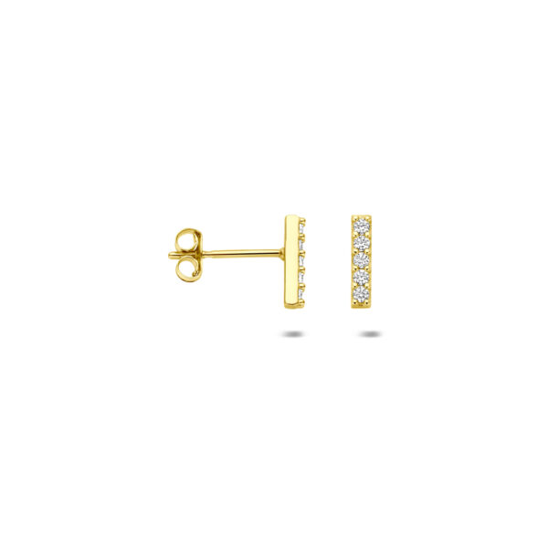 oorknoppen balkje zirkonia 8 mm 14K geelgoud - Afbeelding 3