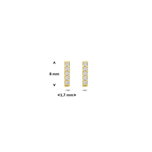 oorknoppen balkje zirkonia 8 mm 14K geelgoud - Afbeelding 4
