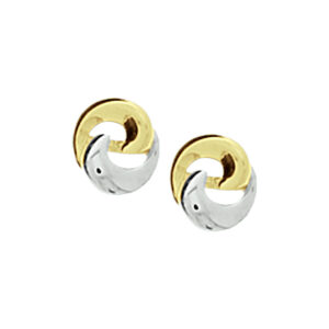 oorknoppen bicolor gestift 14K geelgoud
