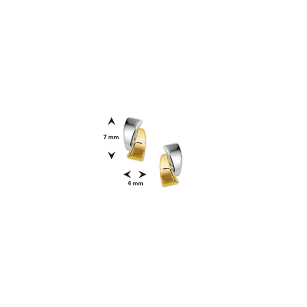 oorknoppen bicolor gestift 14K geelgoud - Afbeelding 3