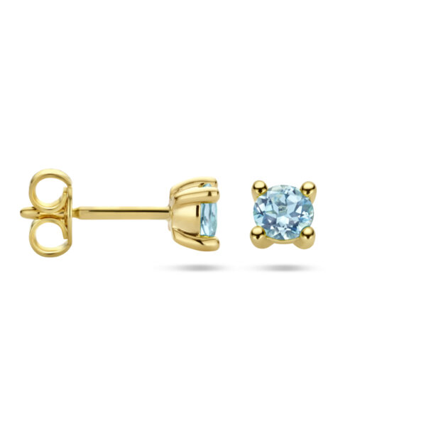 oorknoppen blauw topaas 14K geelgoud - Afbeelding 3