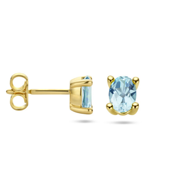 oorknoppen blauw topaas 14K geelgoud - Afbeelding 3