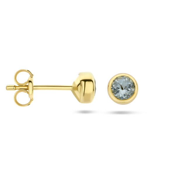 oorknoppen blauw topaas 14K geelgoud - Afbeelding 3