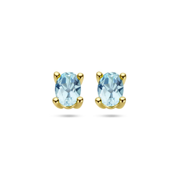 oorknoppen blauw topaas 14K geelgoud
