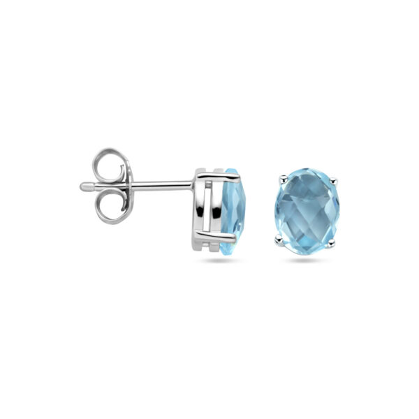 oorknoppen blauw topaas zilver gerhodineerd - Afbeelding 3