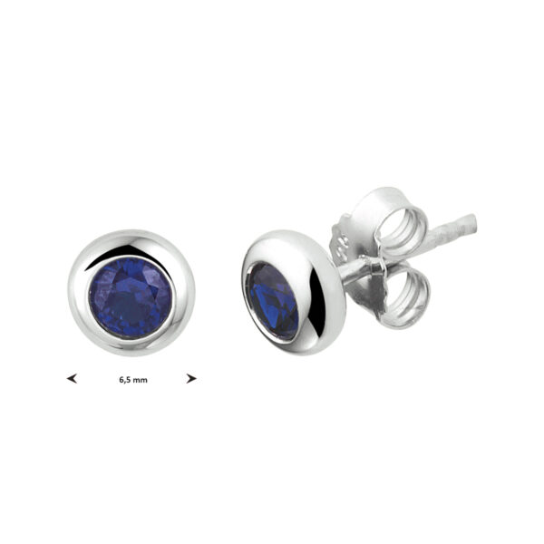 oorknoppen blauw zirkonia zilver gerhodineerd - Afbeelding 3