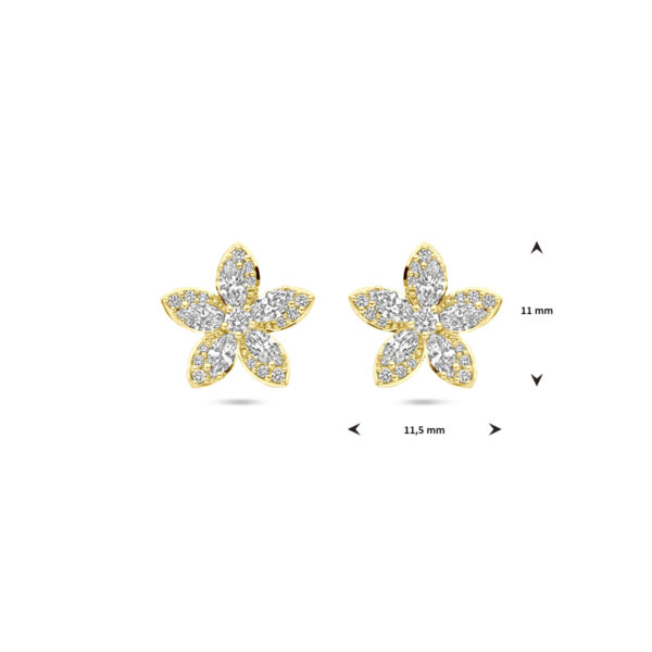 oorknoppen bloem diamant 0.84ct (2x 0.42ct) h si 11 mm 14K geelgoud - Afbeelding 4