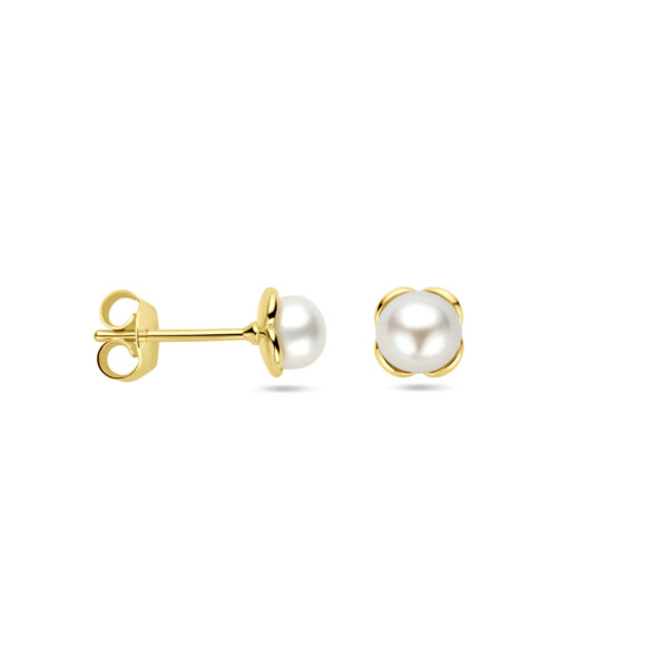 oorknoppen bloem parel 14K geelgoud - Afbeelding 3