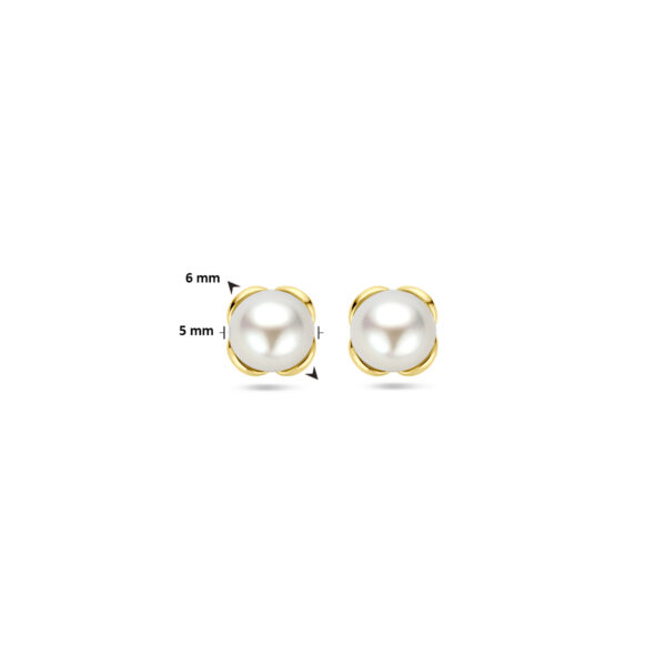 oorknoppen bloem parel 14K geelgoud - Afbeelding 4