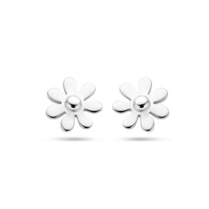 oorknoppen bloem zilver gerhodineerd