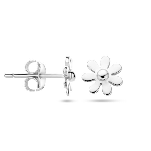 oorknoppen bloem zilver gerhodineerd - Afbeelding 3