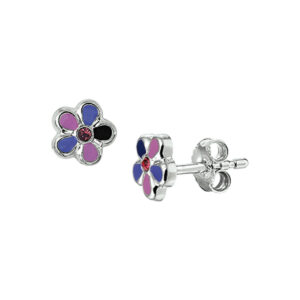 oorknoppen bloem zilver gerhodineerd