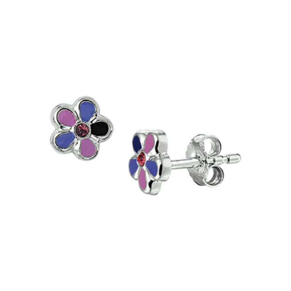 oorknoppen bloem zilver gerhodineerd