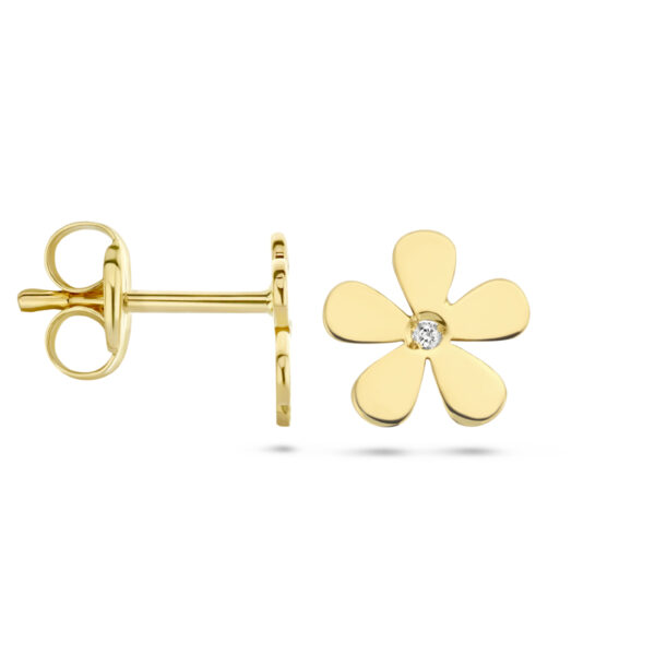 oorknoppen bloem zirkonia 14K geelgoud - Afbeelding 3