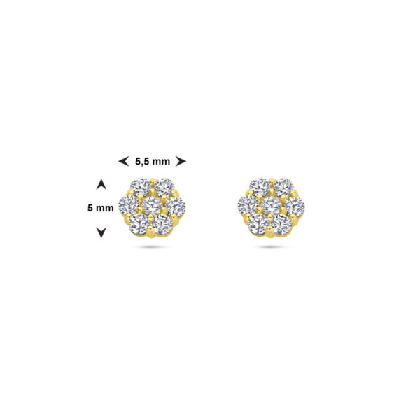 oorknoppen bloem zirkonia 14K geelgoud - Afbeelding 4
