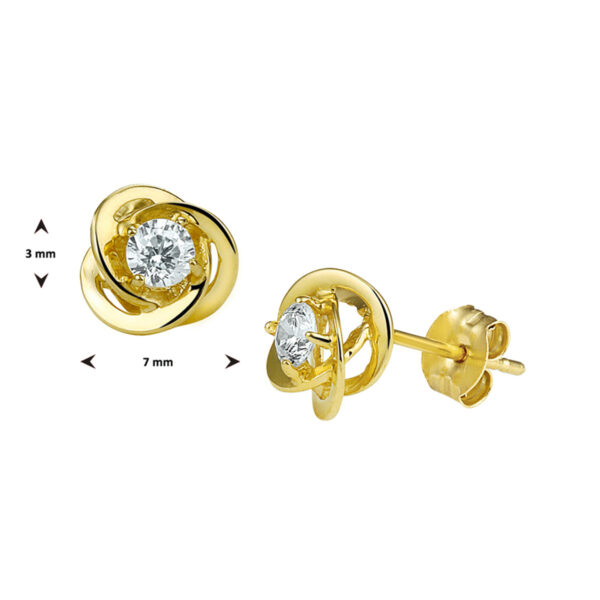 oorknoppen bloem zirkonia 14K geelgoud - Afbeelding 3