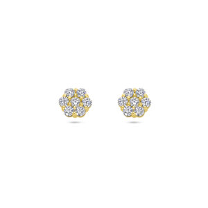 oorknoppen bloem zirkonia 14K geelgoud