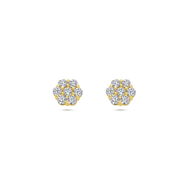 oorknoppen bloem zirkonia 14K geelgoud