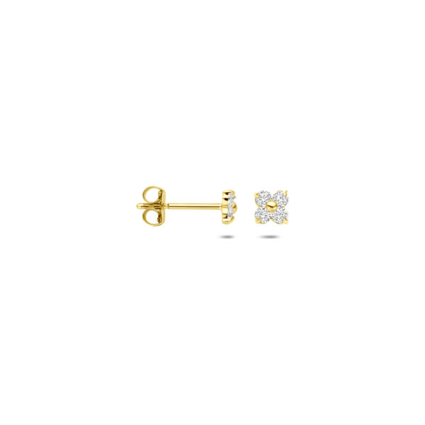 oorknoppen bloem zirkonia 3,5 mm 14K geelgoud - Afbeelding 3