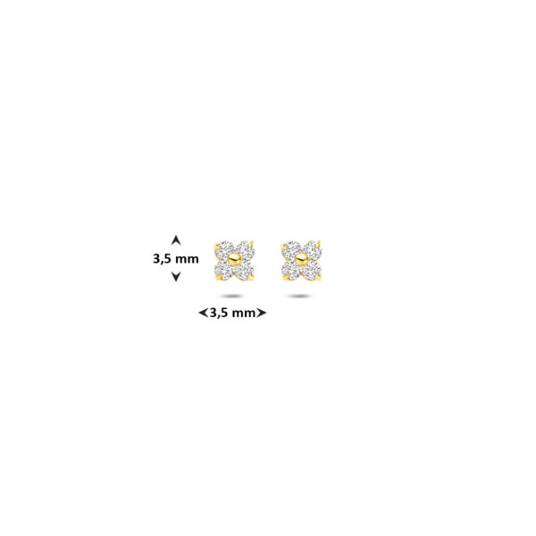 oorknoppen bloem zirkonia 3,5 mm 14K geelgoud - Afbeelding 4