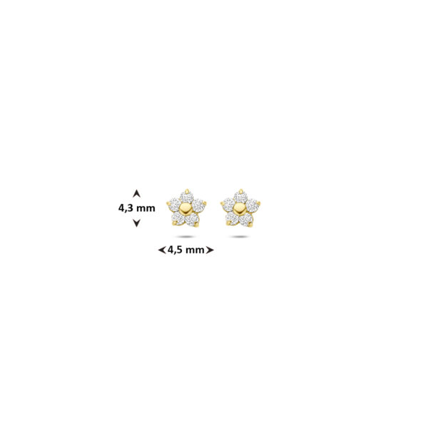 oorknoppen bloem zirkonia 4,3 mm 14K geelgoud - Afbeelding 4