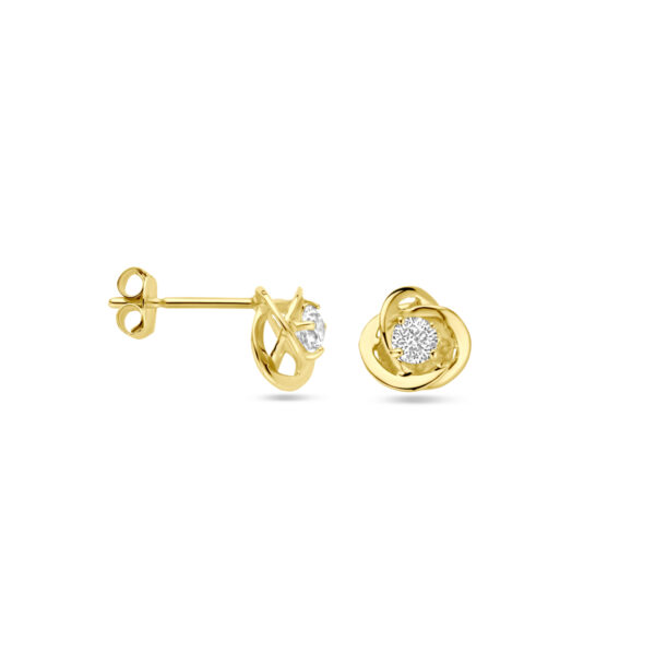 oorknoppen bloem zirkonia 7 mm 14K geelgoud - Afbeelding 3