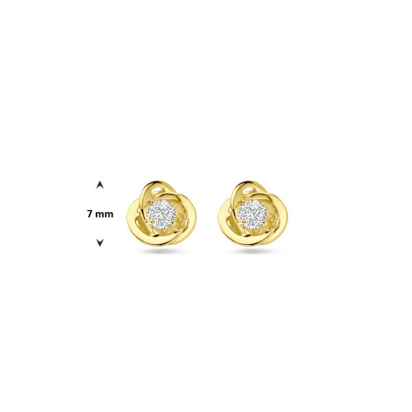 oorknoppen bloem zirkonia 7 mm 14K geelgoud - Afbeelding 4