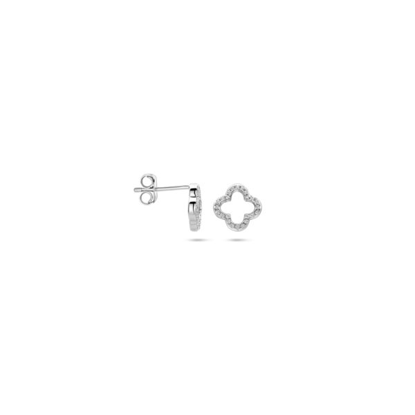 oorknoppen bloem zirkonia 9,5 mm zilver gerhodineerd - Afbeelding 3