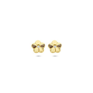 oorknoppen bloem zirkonia gediamanteerd 6 mm 14K geelgoud