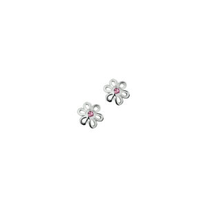 oorknoppen bloem zirkonia zilver gerhodineerd