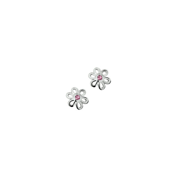 oorknoppen bloem zirkonia zilver gerhodineerd