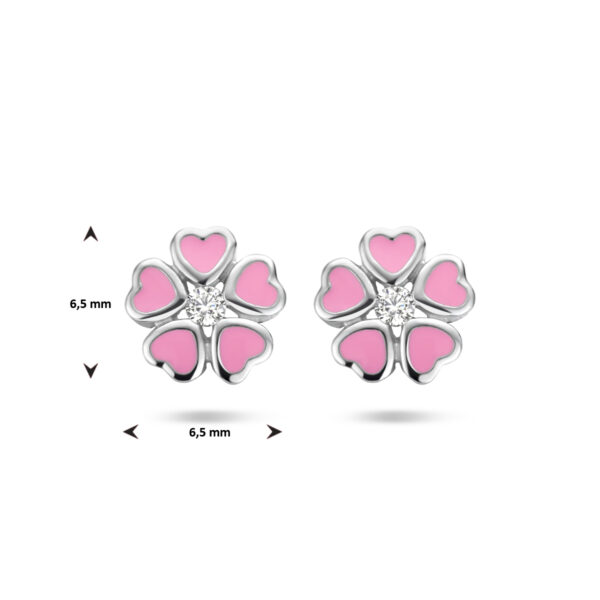 oorknoppen bloem zirkonia zilver gerhodineerd - Afbeelding 4