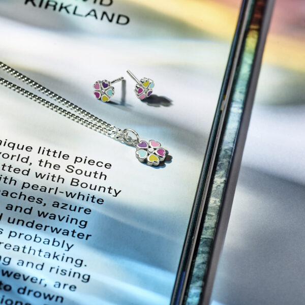 oorknoppen bloem zirkonia zilver gerhodineerd - Afbeelding 5