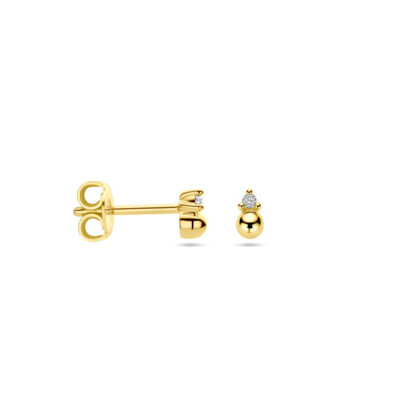 oorknoppen bol diamant 0.02ct (2x 0.01ct) h p1 14K geelgoud - Afbeelding 3