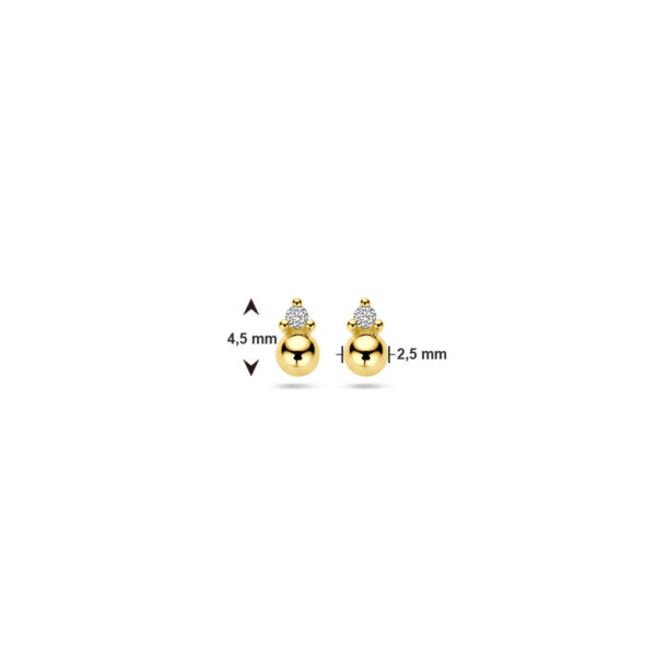 oorknoppen bol diamant 0.02ct (2x 0.01ct) h p1 14K geelgoud - Afbeelding 4