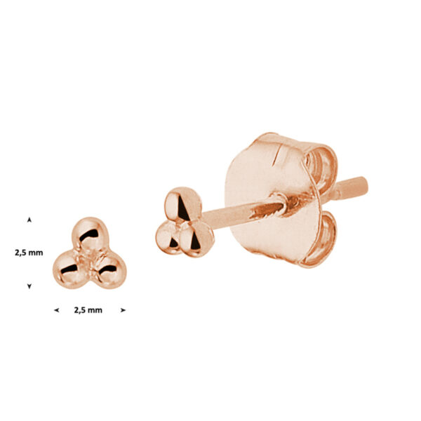 oorknoppen bolletjes 2,5 mm 14K roségoud - Afbeelding 2