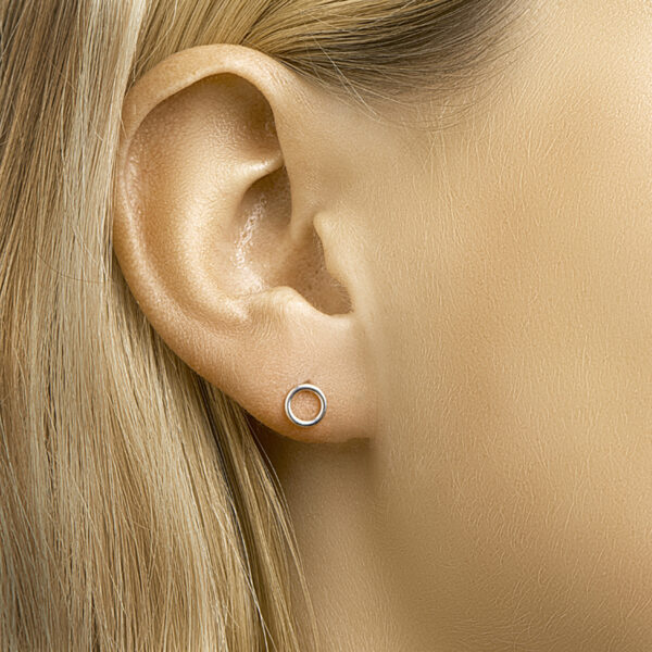 oorknoppen cirkel zilver gerhodineerd - Afbeelding 2