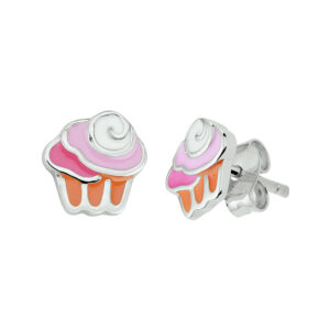 oorknoppen cupcake zilver gerhodineerd