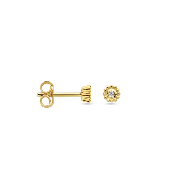 oorknoppen diamant 0.02ct (2x 0.01ct) h si 4 mm 14K geelgoud - Afbeelding 3