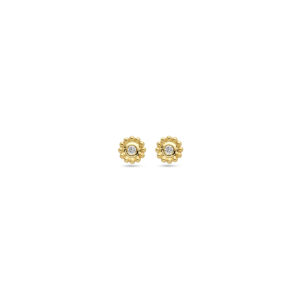 oorknoppen diamant 0.02ct (2x 0.01ct) h si 4 mm 14K geelgoud