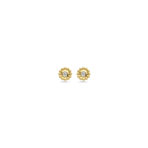 oorknoppen diamant 0.02ct (2x 0.01ct) h si 4 mm 14K geelgoud