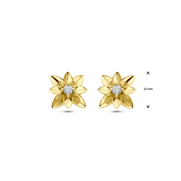oorknoppen diamant 0.03ct (2x 0.015ct) h si 12 mm 14K bicolor goud geel/wit - Afbeelding 4