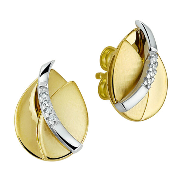 oorknoppen diamant 0.03ct (2x0.015ct) h si 14K bicolor goud geel/wit