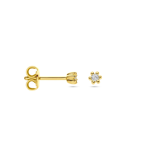 oorknoppen diamant 0.04ct (2x 0.02ct) h p1 2,5 mm 14K geelgoud - Afbeelding 3