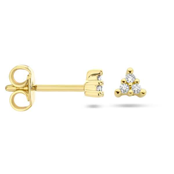 oorknoppen diamant 0.05ct (2x 0.025ct) h p1 14K geelgoud - Afbeelding 3